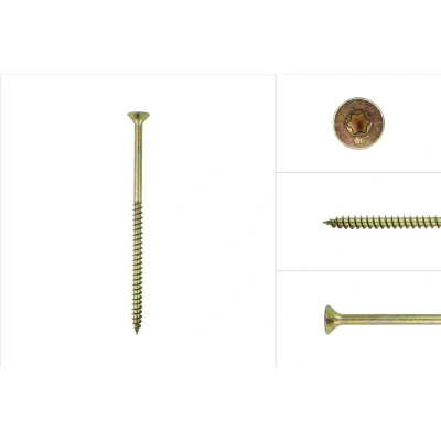 Afbeelding van Spaanplaatschroeven Geel Verzinkt 5 x 100 mm Torx 25 met snijpunt Doos 200 Stuks