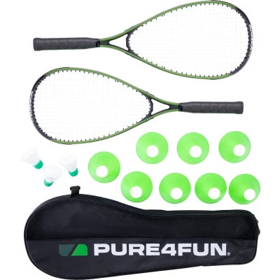 Afbeelding van Pure4Fun Speed Badminton Set 2 Speedbadmintonrackets 3 Shuttles 8 Pionnen Opbergtas