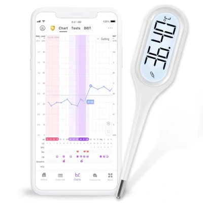 Afbeelding van Easy@Home Digitale lichaamsthermometer, BBT modus en snelle, met zachte punt voor detectie van ovulatie via de PREMOM app, koortsthermometer baby&#039;s, kinderen, volwassenen