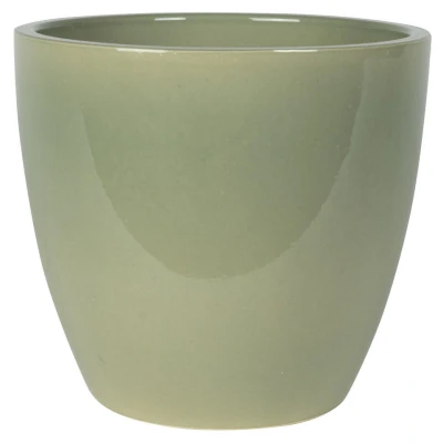 Afbeelding van Steege Plantenpot/bloempot keramiek mosgroen glanzend D24 x H22