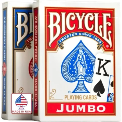 Afbeelding van Bicycle Poker Speelkaarten Jumbo Index 2 Pack Rood en Blauw