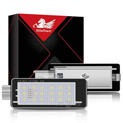 Afbeelding van WinPower Kenteken Gloeilamp 18 SMD Wit LED Foutloos Achter Kentekenplaatverlichting voor Laguna Espace Scenic Modus Clio Fluenc ect., 2 Stukken