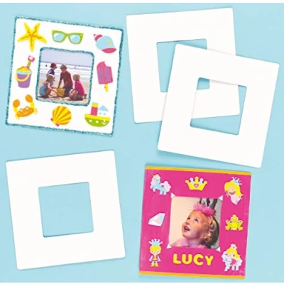 Afbeelding van Baker Ross ET450 Kartonnen fotolijst 17cm x om te knutselen en beschilderen voor kinderen ideaal als geschenk 10 stuks, wit