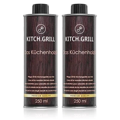 Afbeelding van KitchGrill Keukenhoutolie 2 x 250 ml Natuurlijke verzorging voor snijplanken en houten keukengerei voedselveilig Made in Germany