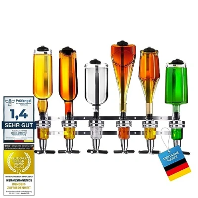 Afbeelding van Bar Butler voor sterke Drank Flessenhouder Dranken 2cl Doser Dispenser Portioneren Portioneerder (6 flessen houder wandmontage)