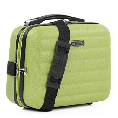 Afbeelding van ITACA Toilettas Stijve reistas. Duurzame en lichtgewicht Schoonheidskoffer Make up Organizer ABS bestendig Jeugdvolle Koffer Meisje. Handbagage Cosmetische Case voor Vrouwe, Pistachio