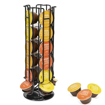 Afbeelding van SYSYLY Capsulehouder, Capsuledispenser voor 24 Dolce Gusto Capsules, Draaibare Houder Koffiecups, 13 inch Koffiepad houder, koffiecapsulehouder Opslag, Antislip Basis, Zwart