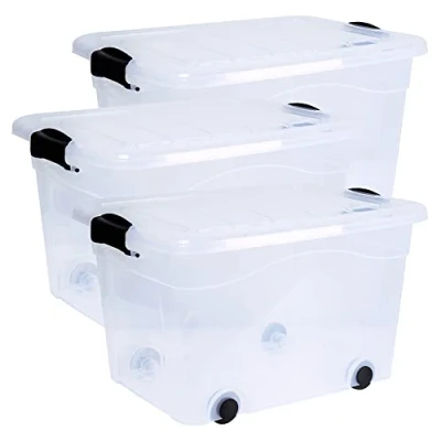 Afbeelding van Anzio Opbergdoos 40l 3 Set met wieltjes