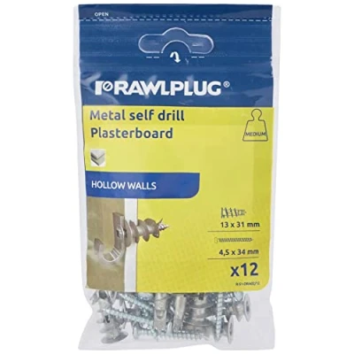 Afbeelding van Rawlplug 07 115 metalen zelfboor gipsplaat bevestiging (Pack van 12) (12 stuks)