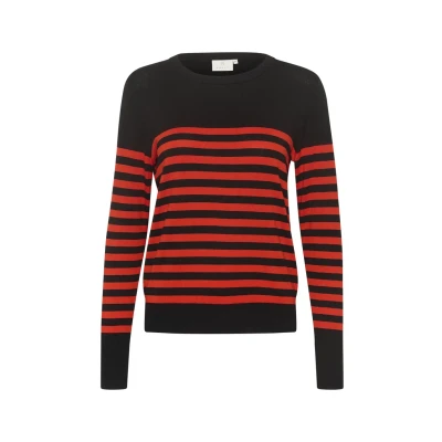 Afbeelding van Kaffe Trui Black red stripe, Dames, Maat: 40, stripe