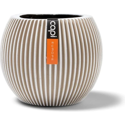 Afbeelding van Capi Europe Vaas bol Groove Anthracite &amp; Ivory 12x10 Ivoor