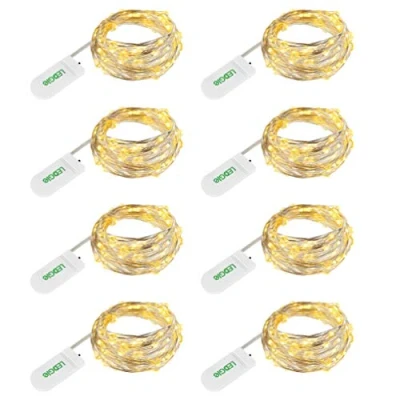 Afbeelding van LEDGLE LED Lichtslingers Batterij Koperdraad 1.5M 30LED Op Batterijen Werkende Waterdichte Verlichting Flesdecoratie, Warm Wit, 8 Stuks