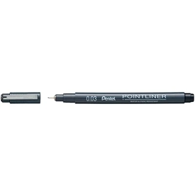 Afbeelding van Pentel Pointliner S20P 03A, Fineliner, zwart, waterdicht en lichtecht, 0,03 mm, 1 stuk (1 stuk)