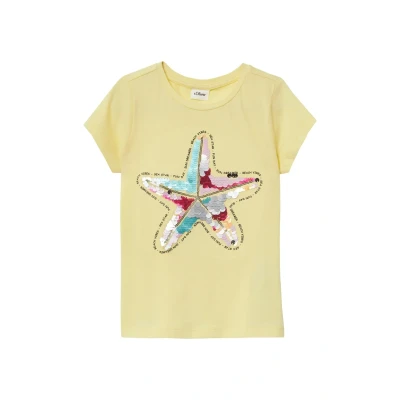Afbeelding van s.Oliver IM Ashape MIT Wendepailletten Tshirt print voor kinderen, Maat: 128/134, Helles zitrone