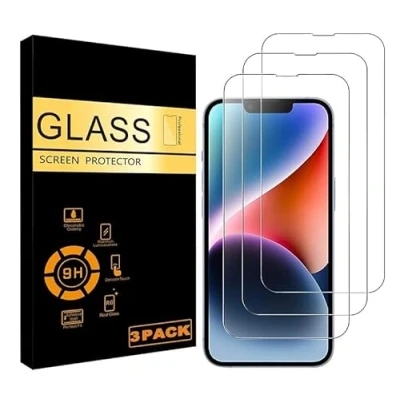 Afbeelding van Gehard glas voor iPhone 14, 13, 13 Pro (6,1 inch), krasbestendig, anti vingerafdruk, luchtbelvrij, hardheidsgraad 9H, 0,33 mm, ultrahelder, zeer robuust