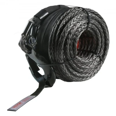 Afbeelding van VEVOR synthetische liertouw, 1/2 Inch x 92 Voet, 14,5 kg, lierlijn, kabeltouw met beschermende hoes + gesmede lierhaak trekband, universele pasvorm voor SUV, groot terreinvoertuig,