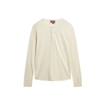 Afbeelding van Superdry Mannen The Merchant Store Grandad Lichtgewicht top Wit Grootte: Xxl