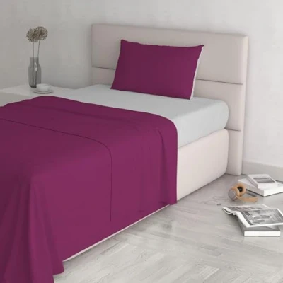 Afbeelding van Italian Bed Linen Natural Color beddengoedset, 100% katoen, fuchsia/lichtgrijs, afzonderlijk