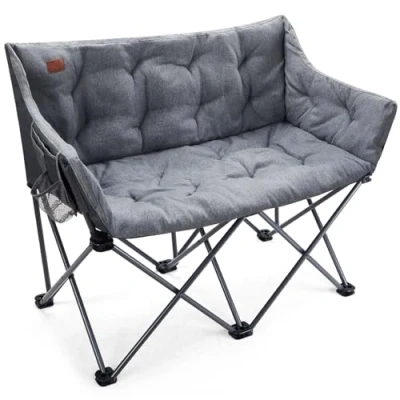 Afbeelding van EVER ADVANCED Campingstoel, inklapbaar voor 2 personen, vouwbank, 320 kg belastbaar, luxe klapstoel, XXL, zits, campingsofa, dik gevoerd, hoge rugleuning, extra lang, outdoor, tuin, balkon,