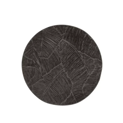 Afbeelding van Rond Zacht Vloerkleed Fuzz Leaf Antraciet 120 Cm