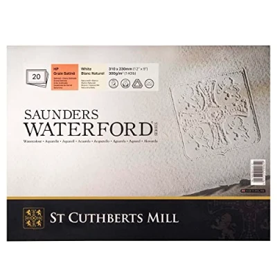Afbeelding van Saunds Waterford Series ST Cuthberts Aquarelpapierblok, 4 zijdig gelijmd, 31 x 23 cm, 20 vellen, natuurlijk wit, gesatineerde korrel, 300 g