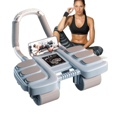 Afbeelding van Buikspieroefeningsrol, 4 wielig buikwiel, wielige Ab Rollers Wiel, Automatische Rebound Core Krachttraining Buikroller voor Abs Workout
