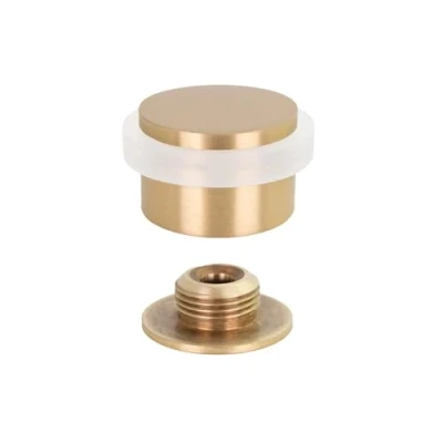 Afbeelding van EVI Herrajes, Zelfklevende Deurstop met Schroefdraadvoet, Mat Messing, Wit Rubber, Ref.I 103/28 B DUAL LMT