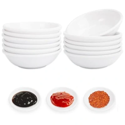 Afbeelding van 12 Stuks Sojasauskommen Wit, 7,2x2 cm Ronde Dipkommen Set, Kleine Kommen voor Dips, Sauskommen, Sushikommen, Mini Sauzen, Kruiden, Snacks, Noten
