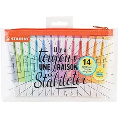 Afbeelding van STABILO F58676 Swing Cool markeerstiften, pastelkleurig, 14 100% pastelkleur