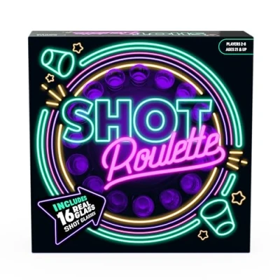 Afbeelding van Goliath Shot Roulette, Gezelschapsspel vanaf 18 Jaar, Partyspel voor 2 tot 8 Spelers, Spel met 16 Shotglaasjes en 1 Balletje, Cadeau Idee Volwassenen