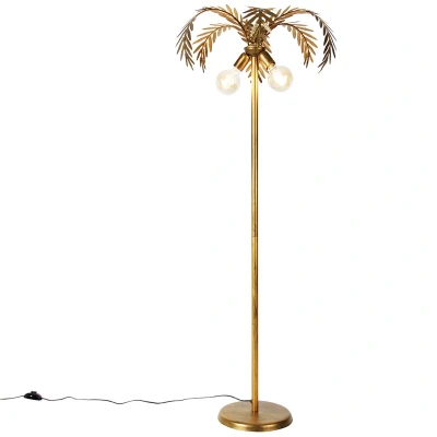Afbeelding van QAZQA Vintage vloerlamp goud 2 lichts Botanica