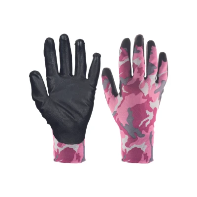 Afbeelding van SafeWorker SW CAMO GLOVES NYLON/PU handschoen 01080184 12 stuks Roze