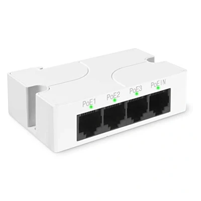 Afbeelding van Revotech 3 Port POE Extender, Repeater 100 meter (328 ft) Extender IEEE802.3af/at Compatibel, 1 n Out Adapter voor Camera/PoE Apparaat, 10/100Mbps RJ45, Plug and Play (POE5005)