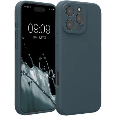 Afbeelding van kwmobile telefoonhoesje geschikt voor Apple iPhone 16 Pro Max TPU backcover met siliconen coating Smartphone case in leisteen