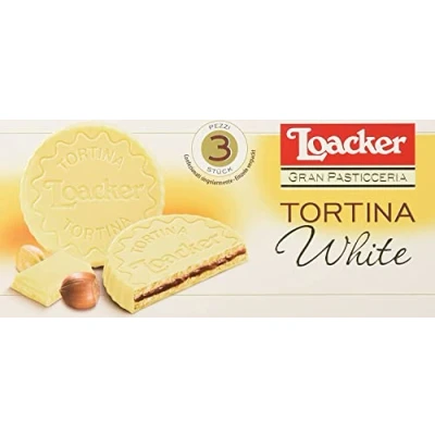 Afbeelding van Testpakket Loacker Tortina White Triple Dark Original 3pz chocoladegenot gevuld met hazelnootcrème cake 3x 63g