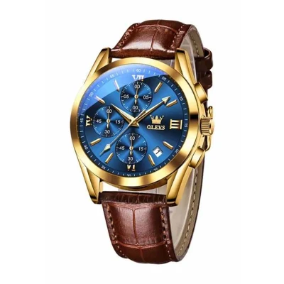Afbeelding van Olevs Herenhorloges Goud en Blauw