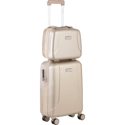 Afbeelding van CarryOn Skyhopper Handbagage en Beautycase   55cm TSA Trolley   Make up koffer   Champagne