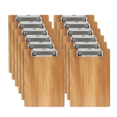 Afbeelding van A5 klembord, 12 stuks houten klembord met laag profiel clip, klemborden, hardboard