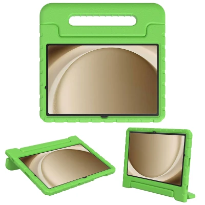 Afbeelding van Samsung Galaxy Tab A9 Plus Hoes: iMoshion Kidsproof Backcover met handvat Shockproof/Valbescherming Softcase,Backcover Groen Siliconen En TPU