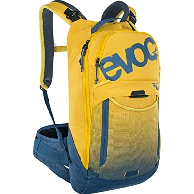 Afbeelding van EVOC TRAIL PRO 10l rugzak voor trailrijden &amp; racen, (lichtgewicht fietsrugzak, LITESHIELD PLUS rugbeschermer, compartiment 3l drinkblaas, maat: S/M), Curry/Denim