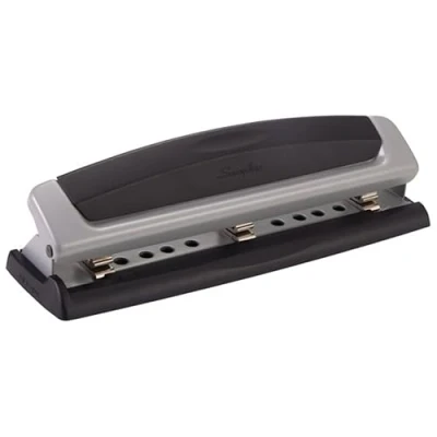 Afbeelding van Swingline Desktop Hole Punch, Puncher, Precision Pro, Adjustable, 2 3 Holes, 10 Sheet Punch Capacity, Black/Silver (74037)