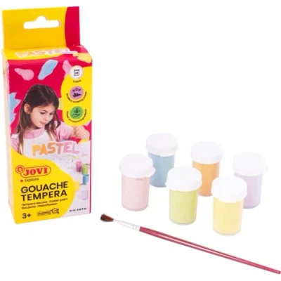 Afbeelding van Jovi, kleuren + verf voor doe het zelvers, Tempera Pastel (Pastelroze, geel, violet, Pastelgroen, Pastelblauw, oranje, 90 ml)