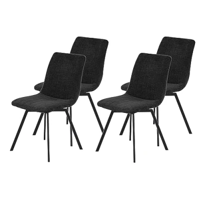 Afbeelding van Apollo Marion Set van 4 eetkamerstoelen, draaistoel, keukenstoel, microvezel teddylook, antraciet