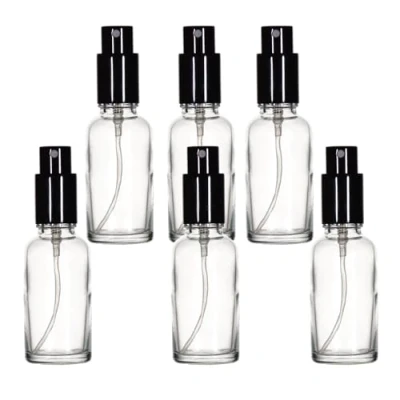 Afbeelding van Yizhao Transparant Glass Spray Bottle 30ml, met Kleine Fijne Nevelspray, Metalen Dop, Navulbaar voor Essentiële Olie, Reizen, Schoonmaken, Parfum, Aromatherapie, Make up 6 Stuks