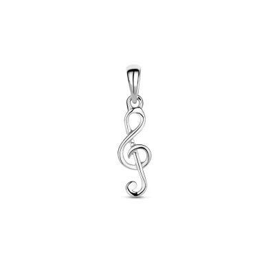 Afbeelding van Zilver gerhodineerd hanger muzieknoot 22 mm 1340504