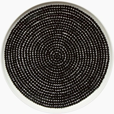 Afbeelding van Marimekko Oiva Räsymatto Bord 25cm Wit Zwart