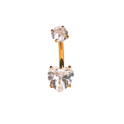 Afbeelding van Titanium Navelpiercing met Hartvormige Kristal