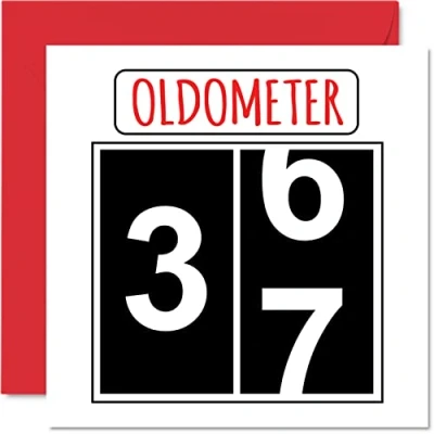 Afbeelding van Leuke 37e verjaardagskaarten voor mannen vrouw Oldometer Happy Birthday Card papa mama zoon dochter broer zus oom tante neef, 145 mm x wenskaarten, verjaardagskaart
