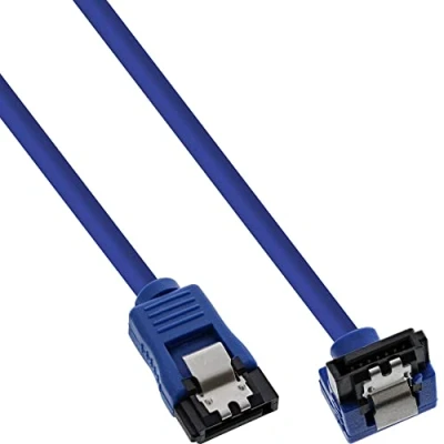 Afbeelding van SATA datakabel recht / haaks naar beneden rond SATA600 6 Gbit/s blauw 0,15 meter