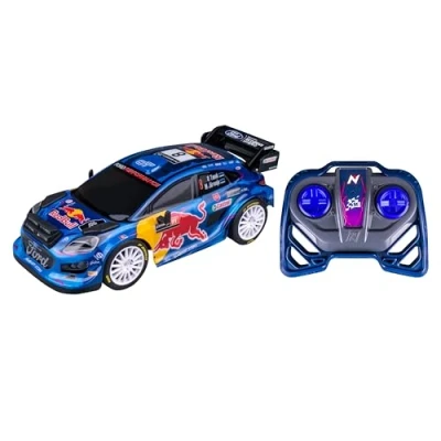 Afbeelding van Nikko RC 10393 Night Mode Red Bull m Sport Ford Puma Hybrid #8 Tänak, op afstand bestuurde auto met led koplampen, 25 cm, 2,4 GHz afstandsbediening, 40 bereik, voor kinderen vanaf 6 jaar, blauw